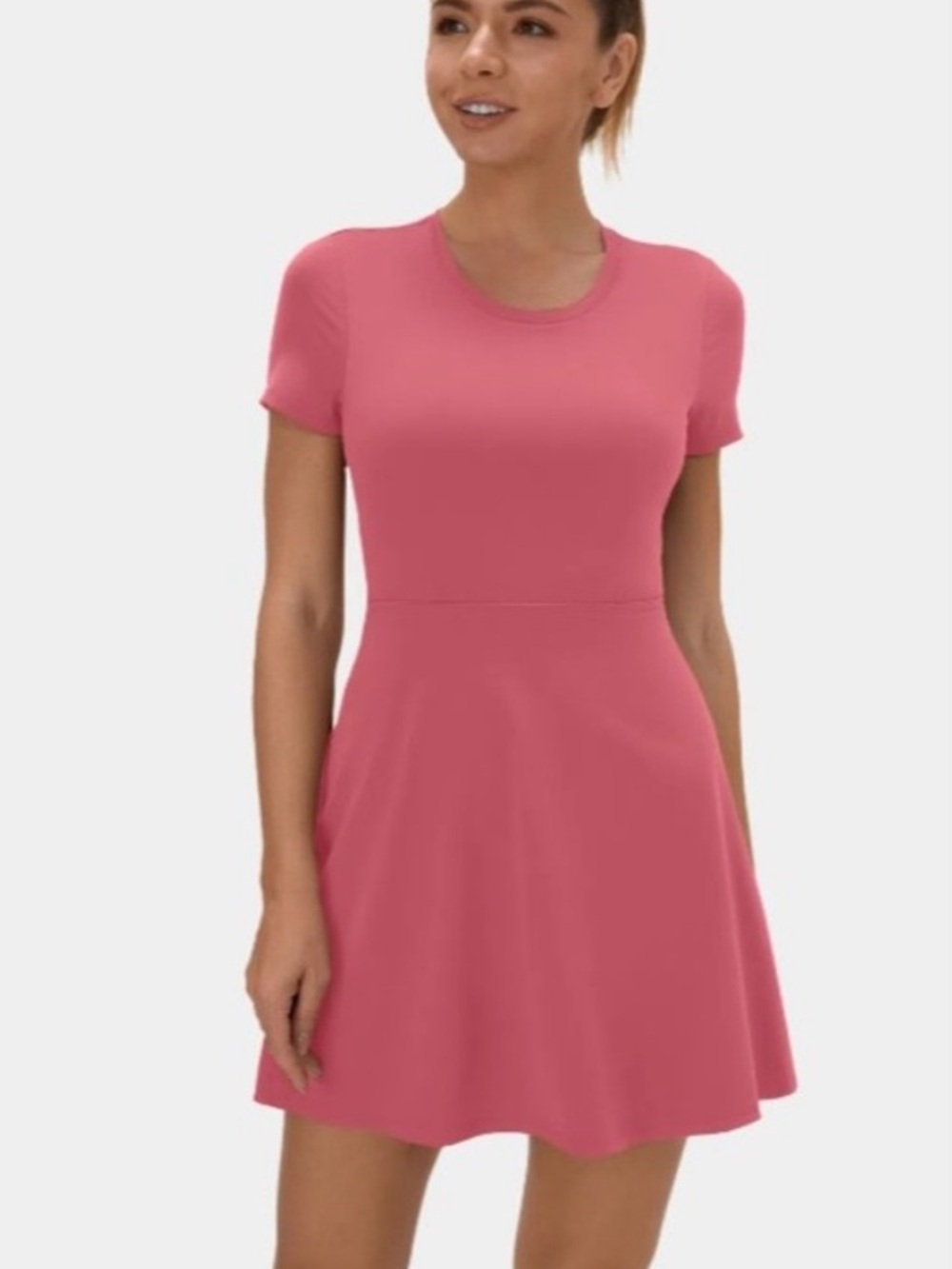 Halara Pink Short-Sleeve Fit & Flare Dress